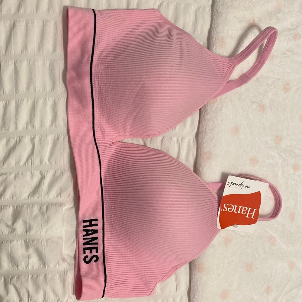 Hanes 2x vintage style bra pink